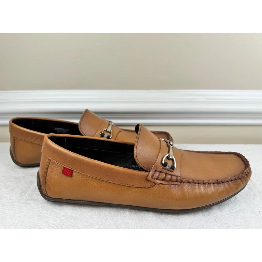 Marc Joseph New York Mens Tan Leather Bit Loafers Driving Mocs MJNY Size 10